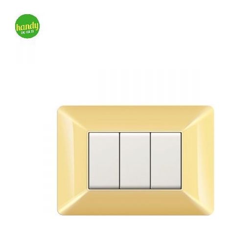 Placca da 3 moduli Easy Elettrocanali in plastica giallo pastello