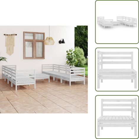 Salon de jardin 9 pcs Blanc Bois de pin massif - Salon De Jardin - Mobilier De Jardin - Set De Salon De Jardin - Meubles En Bois - Bois De Pin (1/5)