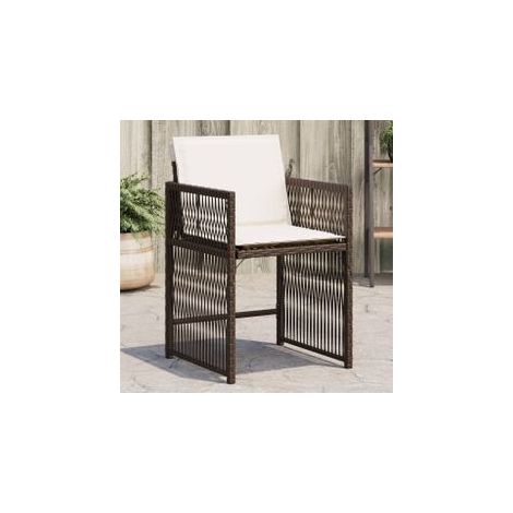 Chaises de jardin avec coussins lot de 4 marron résine tressée (1/5)