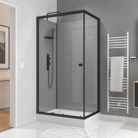 Cabina doccia 110x80x215 cm - Grigio Profili Nero Opaco - FOGGY