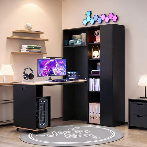 Bureau escamotable avec étagères 104,5 x 30,5 x 160 cm (1/5)