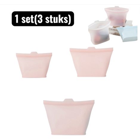 Lot de 3 sacs à sandwich - Sacs de conservation alimentaire - Sacs de conservation en silicone - Sacs hermétiques pour fruits et légumes - Sacs de cuisine réutilisables - 500 ml + 1000 ml + 1500 ml - (1/4)
