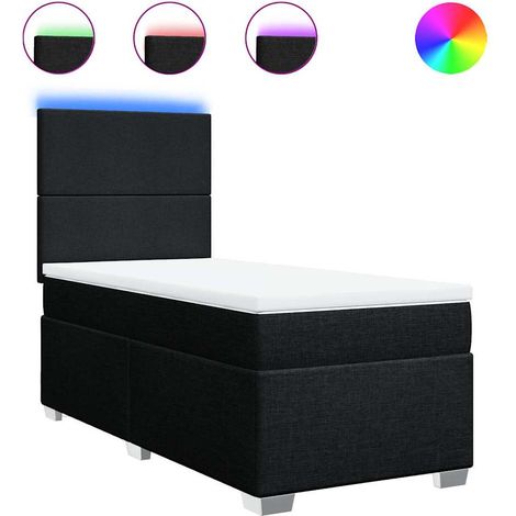 Lit simple Lit adulte Sommier à lattes de lit avec matelas Noir 90x190 cm Tissu