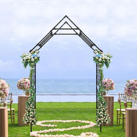 Arche‑treillis métallique 240×120 cm plantes grimpantes résistante intempéries, décoration mariage terrasse pelouse (1/5)
