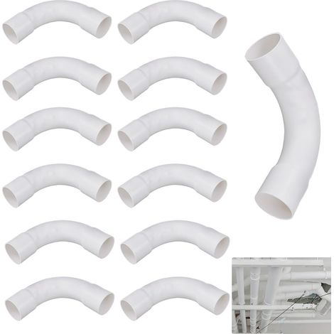 12pcs Coudes pour Tube Isolant,Tube Électrique Manchonné en PVC,90 Degrés Connecteur Raccord de Tuyau,Tube Électrique Câble Canal Installation Murale,Coudes de Tuyau,16mm (1/5)