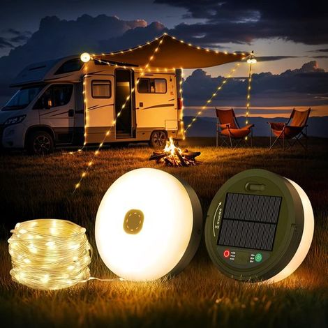 Catena luminosa retrattile da campeggio - 10 metri - Impermeabile - Ricaricabile tramite USB (1/5)