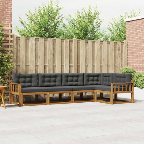 vidaXL Outdoor-Sofagarnitur mit Kissen 5 pcs Natur und Anthrazit (1/5)