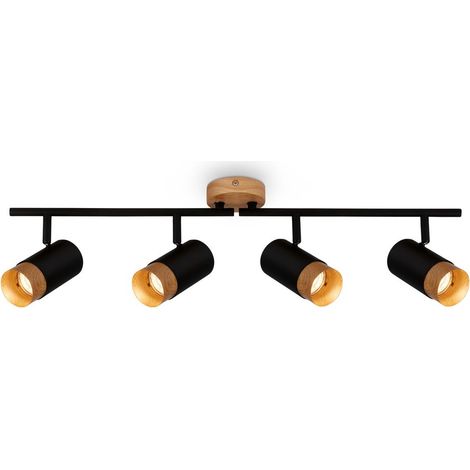 Spot, noir, avec bois, excl. 4xGU10/max.9W (1/5)