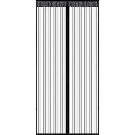 Rideau de porte magnétique noir en 120x210 CM pour portes fenêtres Anti Moustiques Mouches - RWMoustiquaire de fenêtre (1/5)