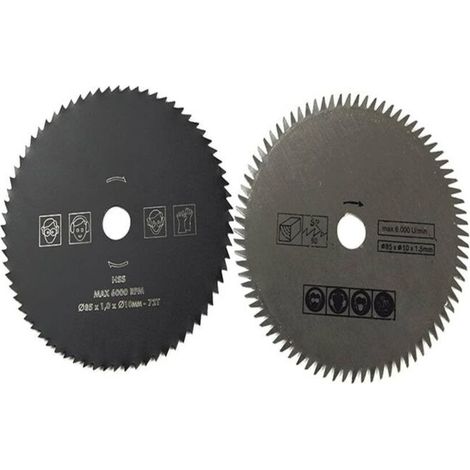 Memkey – Set de 5 lames de scie circulaire 85mm – Diamètre intérieur 10mm – Alliage dur pour coupe bois, métal, carrelage, plastique, aluminium (1/4)