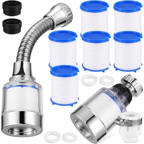 Wasserhahnfilter mit rotierendem Feinstrahl für Spüle und Waschbecken, kompatibel mit Küche und Bad (1/5)
