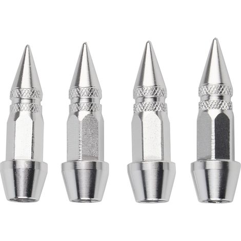 Bouchons de valve pour pneus en aluminium - Lot de 4, couleur argent (1/5)