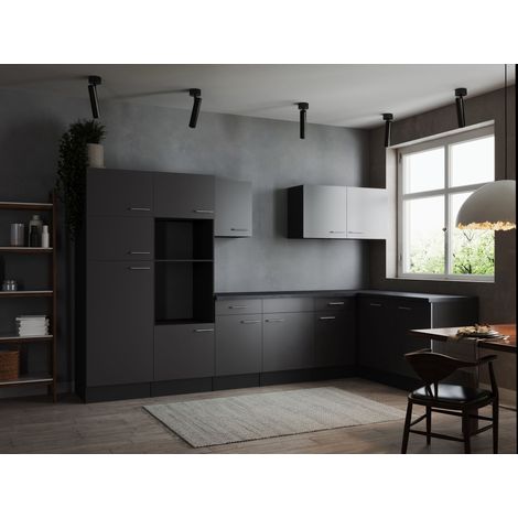 L Küche Leerblock Winkelküche Grau Matt Grau Oliver 340 x 172 cm Respekta