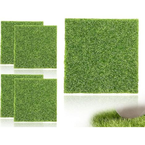 Gazon Artificiel, Tapis de 15x15cm, Décorations Miniatures Jardin Décoratif Mousse DIY, Compatible avec Ornement Mini (1/5)