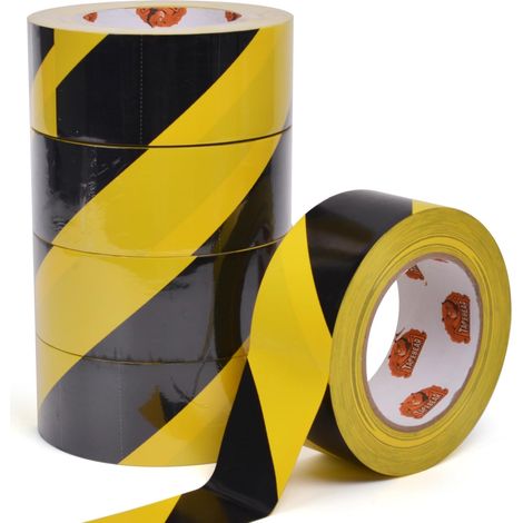 PVC Floor Marking Tape, Warning Tape, Adhesive Tape for Safety, for Danger Warning, Black and Yellow, 2 inch x 50 yards, 5 Rolls (1/5)
