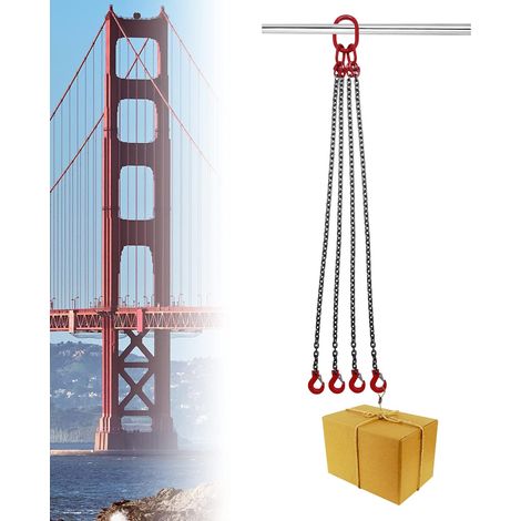 Connexion de Levage,éLingue ChaîNe de Levage à 4 Brins avec Crochets et Ajusteurs,Capacité de Charge 5000 Kg,pour Chariot éLéVateur,Palan à Moteur,Quai (1/5)