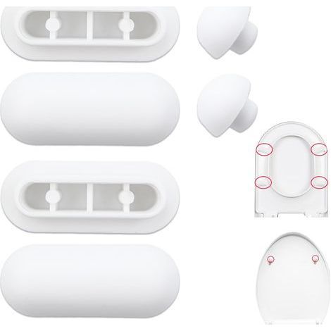 6-teiliges Set: WC-Sitzpuffer, WC-Sitzpolster, WC-Dämpfer, 4 Polsterringe + 2 Polsterdeckel (Weiß) (1/5)