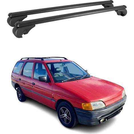 OMAC Aluminium Dachträger Querträger für Ford Escort Kombi 1990-2000 – TÜV / DIN 75302:2019 – Abschließbar – Max. 75 kg – 2 Stangen Schwarz (1/5)