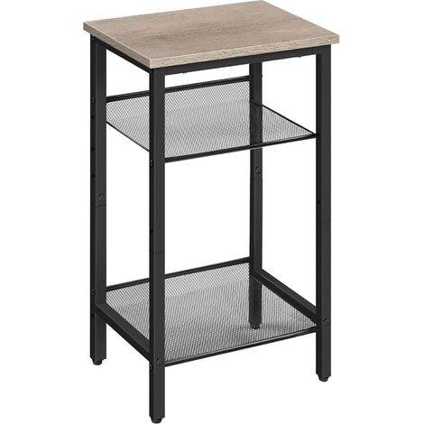 Side Table, Bedside Table, Sofa End, Telephone Table, with 2 Shelves, 38 x 28 x 74 cm, Black EBG01DH01G1 (1/5)
