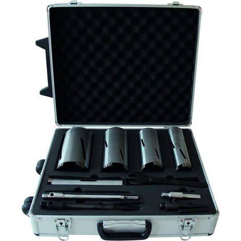 Coffret de 5 Couronnes Diamantées D.32, 52, 68, 82, 102 mm x Q. SDS+ et HEX  - Matériaux de Construction - Diamwood