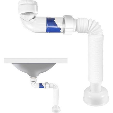 Tuyau Flexible d'Évacuation G1-1/4", Siphon Anti-Odeur Extensible 340-850mm - Universel pour Évier Cuisine/Bain (1/5)