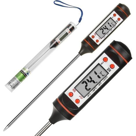 Termómetro digital con sonda tipo bolígrafo para alimentos, termómetro alimentario de -50 °C a aproximadamente +300 °C con pantalla LCD (1/5)