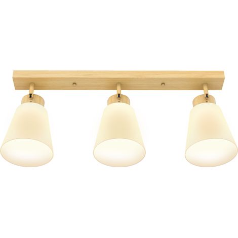 HOMCOM Lampada da Soffitto con 3 Punti Luce E27 Regolabili a 90° Color Legno