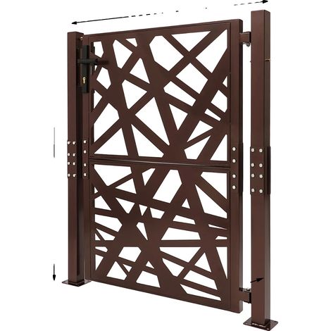 Portail de jardin, design moderne, ouverture à 180 degrés, Marron (1/2)