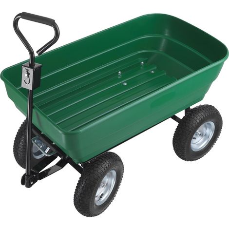 Chariot de jardin inclinable en acier vert pneu à air 120kg max. (1/5)