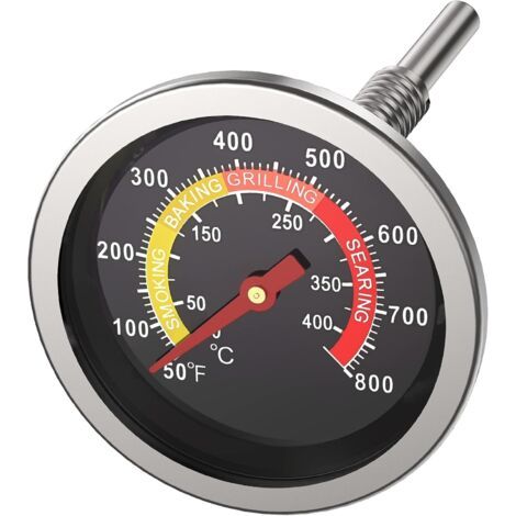 Jauge de température de gril, 6 cm, thermomètre de barbecue pour différents types de grills, durable et résistant aux hautes températures, thermomètre de barbecue avec 4 zones colorées (1/5)