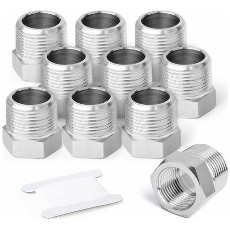 Pair 10 pcs 304 Bague hexagonale réductrice en acier inoxydable, 1/2\" BSP mâle à 3/8\" BSP femelle tuyau, convertisseur de raccord d’adaptateur réducteur (1/5)