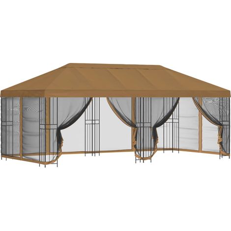 Gazebo con paredes laterales 6 x 3 m Beige Poliéster y Acero vidaXL