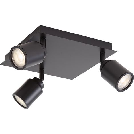 QAZQA Modern Bathroom Spot Black Square 3-Light IP44 - Ducha (1/5)