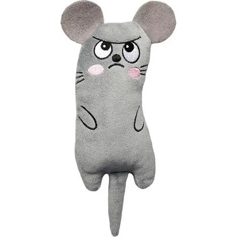Mignon chat jouets drôle interactif en peluche chat jouet Mini dents meulage cataire jouets chaton mâcher grinçant jouet animaux accessoires gris