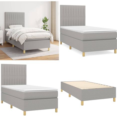 Boxspringbett mit Matratze Hellgrau 90x200 cm Stoff - Boxspringbett - Doppelbett - Bettenrahmen - Schlafsystem - Matratze - Home & Living (1/5)