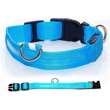 Collar luminoso para perros, recargable por USB-C, resistente al agua, con 3 modos de seguridad ajustables para perros pequeños, medianos y grandes (azul, M) (1/5)