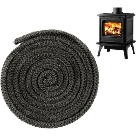 Joint Tressé pour Insert et Poêle 8mm x 4m, Joint d'Étanchéité en Fibre de Verre Remplacement,Joint Insert Cheminée pour Poele a Bois, Cheminée, Chaleur (1/4)