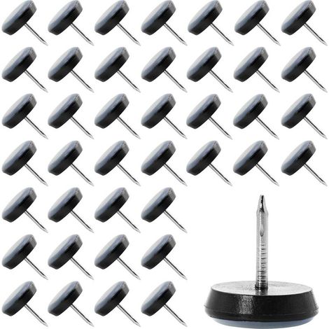 40 Pieces 19mm Teflon Chair Glides Round Furniture Glides Nail-on Chair Pads Protect Tiles, Wooden Floors, Chairs, Tables and Beds (1/5)