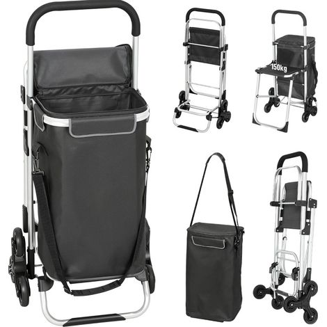 Chariot de courses avec siège 40 L à 3 roues en aluminium gris foncé (1/5)