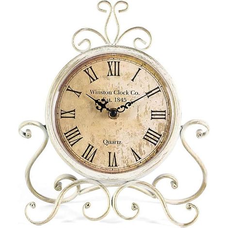 Horloge de table silencieuse vintage rétro en fer forgé, à piles, pour la maison, la chambre, le salon ou le bureau. Décoration idéale pour la maison, la chambre, le salon ou le bureau. (1/5)