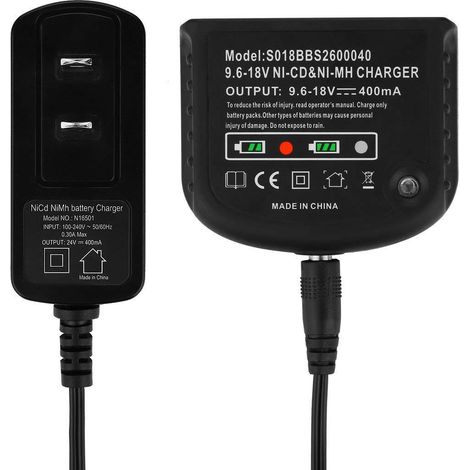 Chargeur Black & Decker 9,6V-18V – Compatible Batteries NiMH – Réf. S018BBS2600040 – Recharge Rapide et Sécurisée pour Outils Sans Fil (1/5)