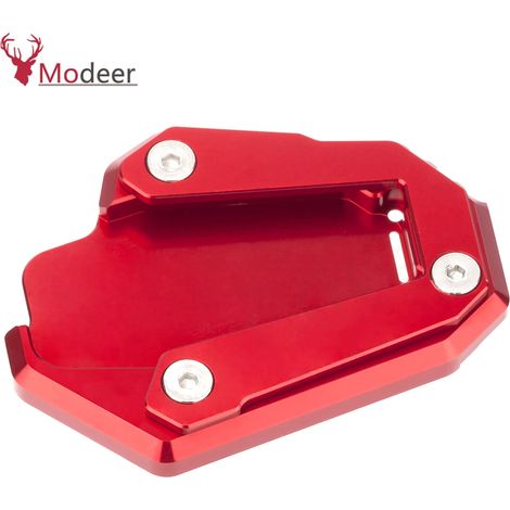 (SANS LOGO, TOUT ROUGE) Compatible avec Ducati Monster 1200, 1200S, 1200R et 821 Monster. Nouvelle béquille latérale, plaque de protection, extension de repose-pied, support de béquille MaxPower. (1/4)