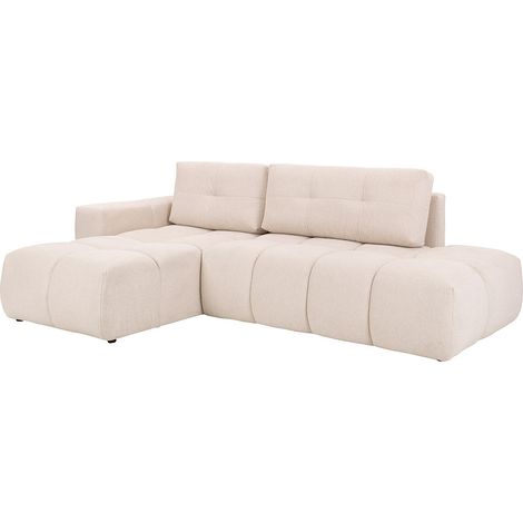 Divano letto in Tessuto Beige - Angolo a sinistra - TRIMALDI