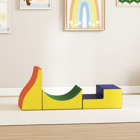 Set de motricidad de 3 piezas para niños pequeños, piel sintética y espuma, amarillo (1/5)