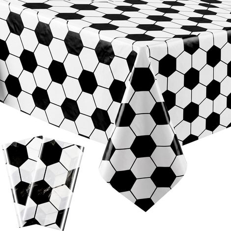 Fußball Tischdecke 2 Stück 137x274cm Schwarz Weiß für Party Deko Kinder