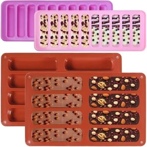 Juego de cuatro moldes para hornear barritas de muesli,molde rectangular de silicona reutilizable para hornear,silicona (1/5)