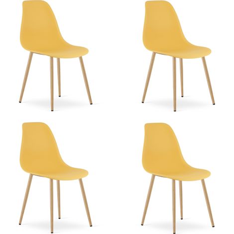 Chaise - Leobert - Wat - Moutarde/Pieds Naturels - 46 X 51 X 84 Cm - Lot De 4 (1/5)