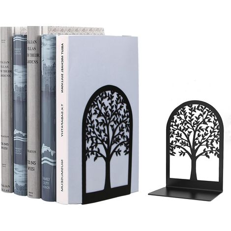 Serre-livres en métal noir, avec pinces anti-rayures, adaptés aux bureaux, maisons, écoles et bibliothèques, 1 paire (1/5)