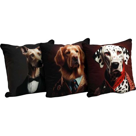 Coussin en polyester imprimé animaux 45 x 45 cm (Lot de 3) Imprimé chiens