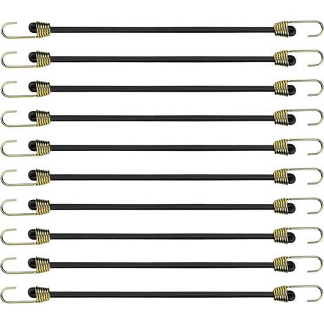 10 Stück elastische Bungee-Seile mit Haken, 24 cm kurze, verstellbare Schnur mit Befestigungsmaterial, Mini-Bungee-Seil, robustes Gepäckseil, universeller Spanngurt zur Befestigung von Campingzelten (1/5)